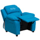 Turquoise Vinyl |#| Personalized Deluxe Padded Turquoise Vinyl Kids Recliner with Storage Arms