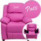 Hot Pink Vinyl |#| Personalized Deluxe Padded Hot Pink Vinyl Kids Recliner with Storage Arms