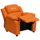 Orange Vinyl |#| Personalized Deluxe Padded Orange Vinyl Kids Recliner with Storage Arms