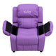 Lavender Vinyl |#| Personalized Deluxe Padded Lavender Vinyl Kids Recliner with Storage Arms