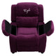 Purple Microfiber |#| Personalized Deluxe Padded Purple Microfiber Kids Recliner with Storage Arms