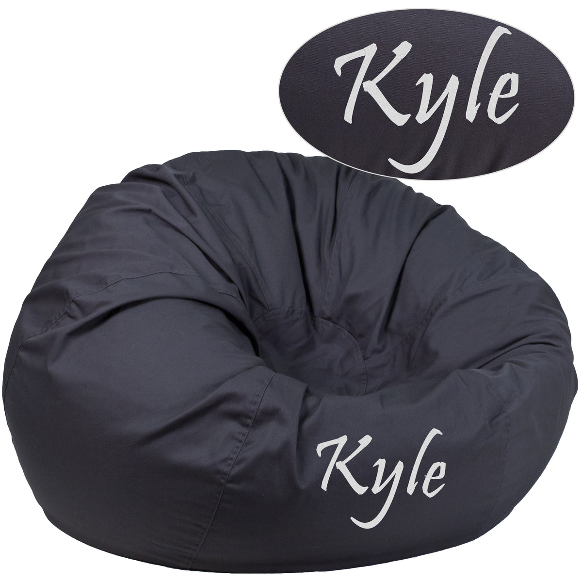 Gray |#| Personalized Oversized Solid Gray Refillable Bean Bag Chair for Kids and Adults