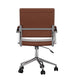 Saddle Brown Faux Leather/Polished Nickel |#| Ribbed Faux Leather Swivel Home Office Chair with Armrests-Brown/Polished Nickel