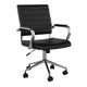 Black Faux Leather/Polished Nickel |#| Ribbed Faux Leather Swivel Home Office Chair with Armrests-Black/Polished Nickel