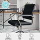 Black Faux Leather/Polished Nickel |#| Ribbed Faux Leather Swivel Home Office Chair with Armrests-Black/Polished Nickel