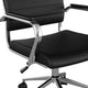 Black Faux Leather/Polished Nickel |#| Ribbed Faux Leather Swivel Home Office Chair with Armrests-Black/Polished Nickel