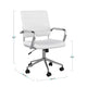 White Faux Leather/Polished Nickel |#| Ribbed Faux Leather Swivel Home Office Chair with Armrests-White/Polished Nickel