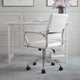 White Faux Leather/Polished Nickel |#| Ribbed Faux Leather Swivel Home Office Chair with Armrests-White/Polished Nickel