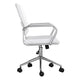 White Faux Leather/Polished Nickel |#| Ribbed Faux Leather Swivel Home Office Chair with Armrests-White/Polished Nickel