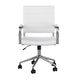 White Faux Leather/Polished Nickel |#| Ribbed Faux Leather Swivel Home Office Chair with Armrests-White/Polished Nickel