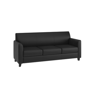 black reception sofa with white background