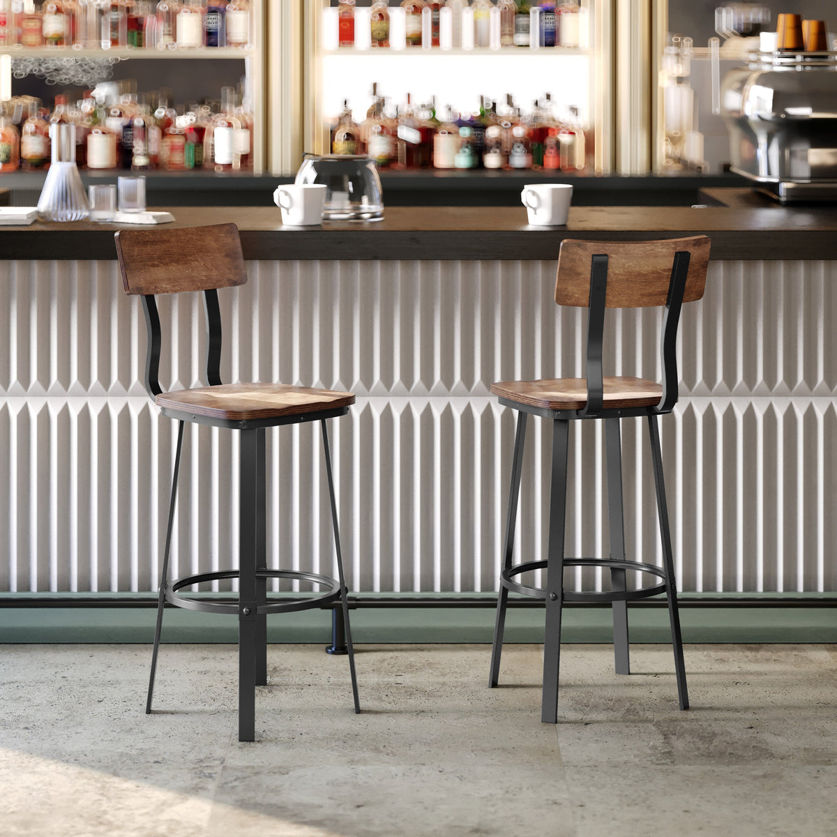Antique Copper |#| Ant Copper Restaurant Barstool with Wood Seat & Back & Gray Powder Coat Frame