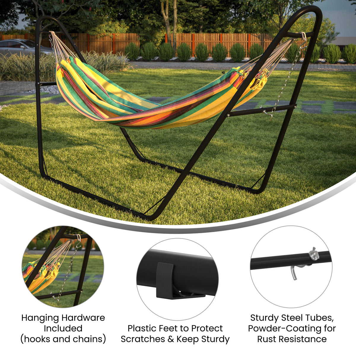 All-Weather Heavy Duty Steel Hammock Stand for Hammocks 9-14 Feet Long - Black