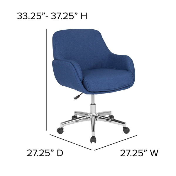 Blue Fabric |#| Home and Office Upholstered Mid-Back Molded Frame Chair in Blue Fabric