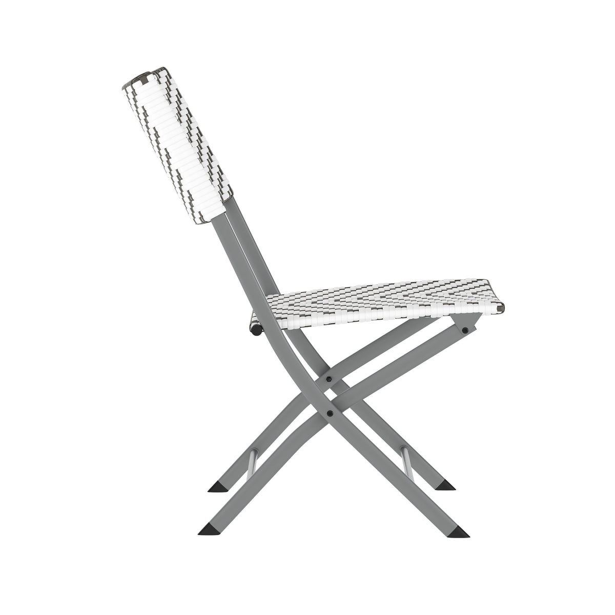 Gray & White |#| 3PC Gray/White and Charcoal Indoor/Outdoor PE Rattan Folding Bistro Set