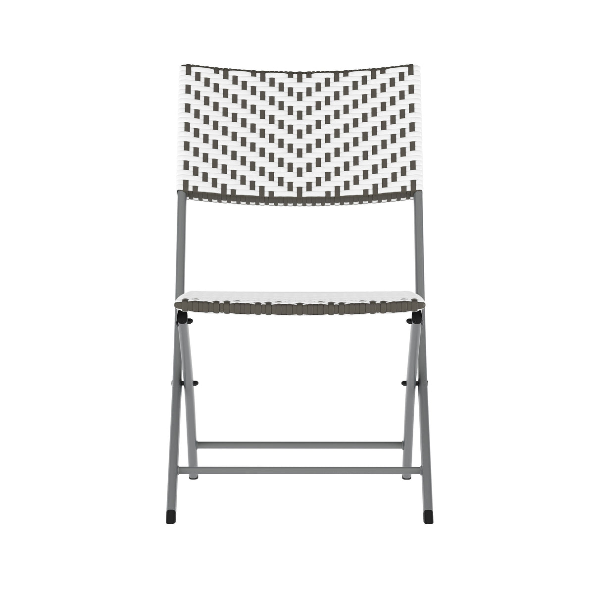 Gray & White |#| 3PC Gray/White and Charcoal Indoor/Outdoor PE Rattan Folding Bistro Set