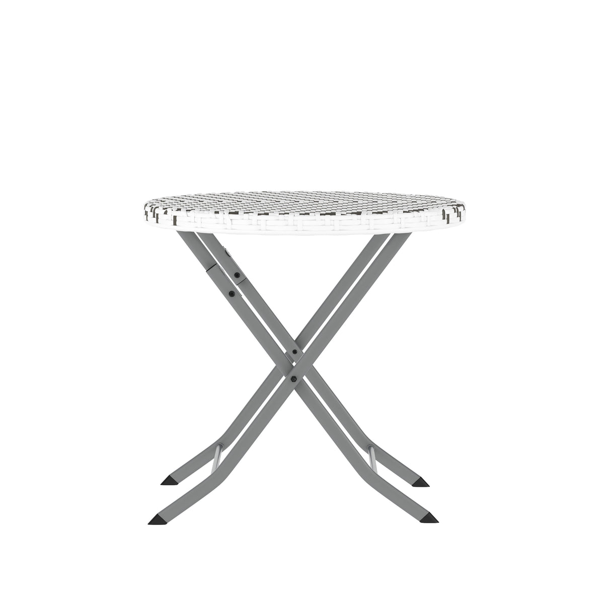 Gray & White |#| 3PC Gray/White and Charcoal Indoor/Outdoor PE Rattan Folding Bistro Set