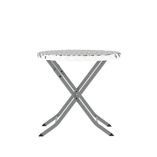 Gray & White |#| 3PC Gray/White and Charcoal Indoor/Outdoor PE Rattan Folding Bistro Set
