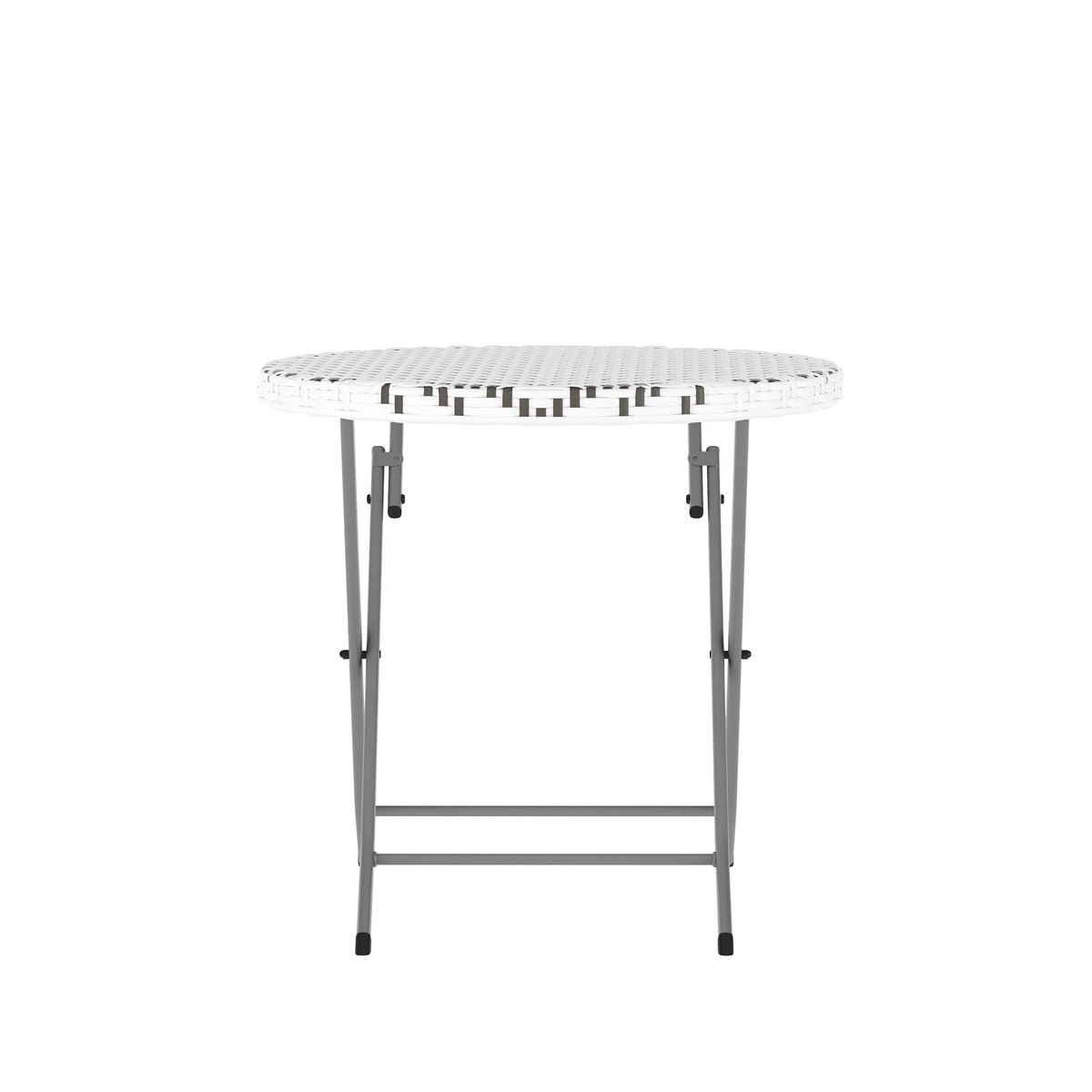 Gray & White |#| 3PC Gray/White and Charcoal Indoor/Outdoor PE Rattan Folding Bistro Set