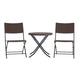 Brown |#| 3PC Brown and Black Indoor/Outdoor PE Rattan Folding Bistro Set