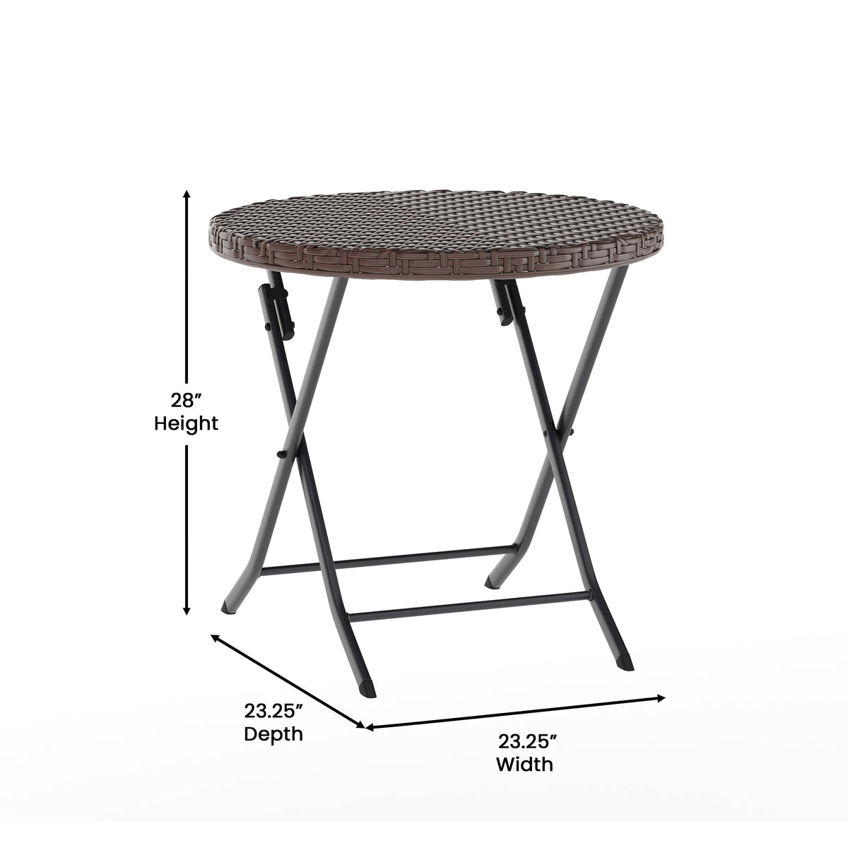 Brown |#| 3PC Brown and Black Indoor/Outdoor PE Rattan Folding Bistro Set