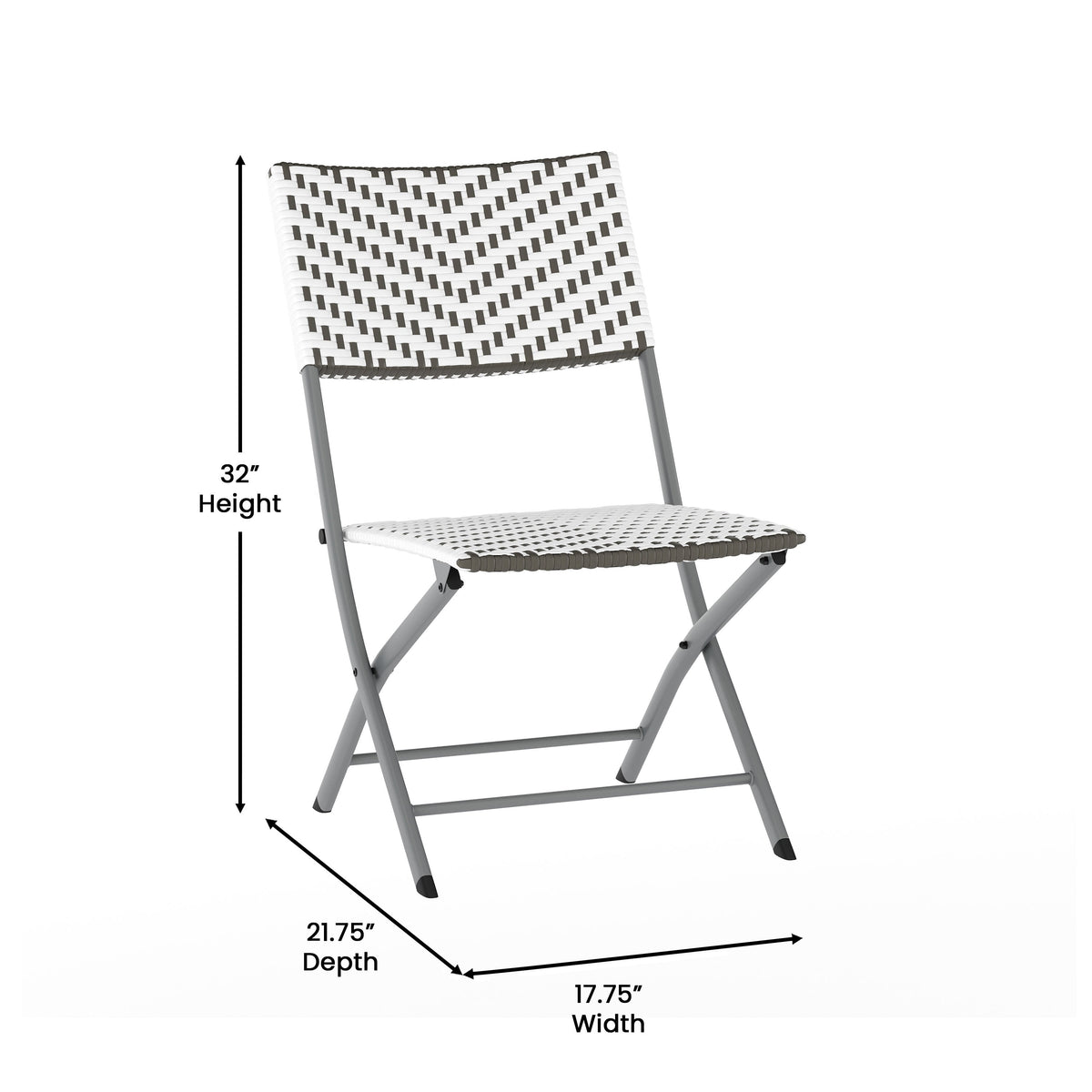 Gray & White |#| 3PC Gray/White and Charcoal Indoor/Outdoor PE Rattan Folding Bistro Set