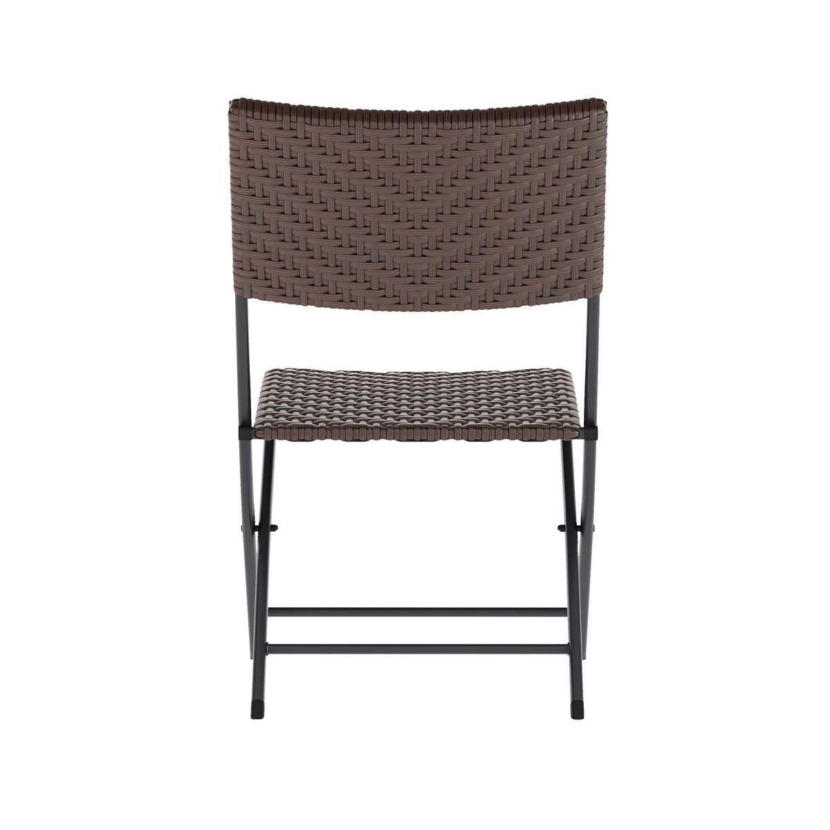Brown |#| 3PC Brown and Black Indoor/Outdoor PE Rattan Folding Bistro Set