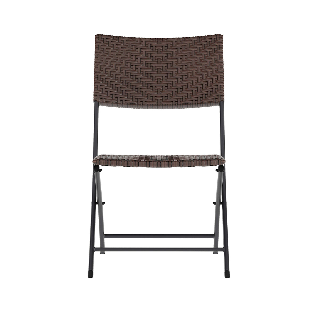 Brown |#| 3PC Brown and Black Indoor/Outdoor PE Rattan Folding Bistro Set