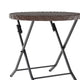 Brown |#| 3PC Brown and Black Indoor/Outdoor PE Rattan Folding Bistro Set