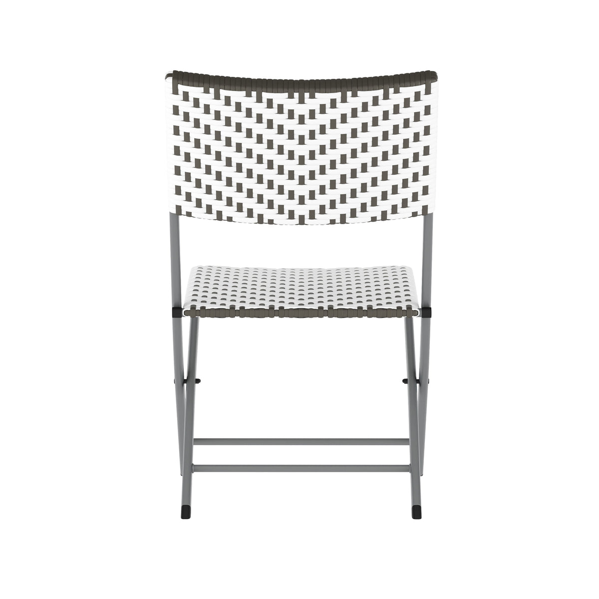 Gray & White |#| 3PC Gray/White and Charcoal Indoor/Outdoor PE Rattan Folding Bistro Set