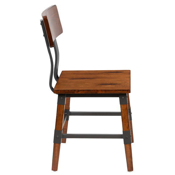 Antique Walnut |#| Commercial Grade Rustic Antique Walnut Industrial Style Wood Dining Chair