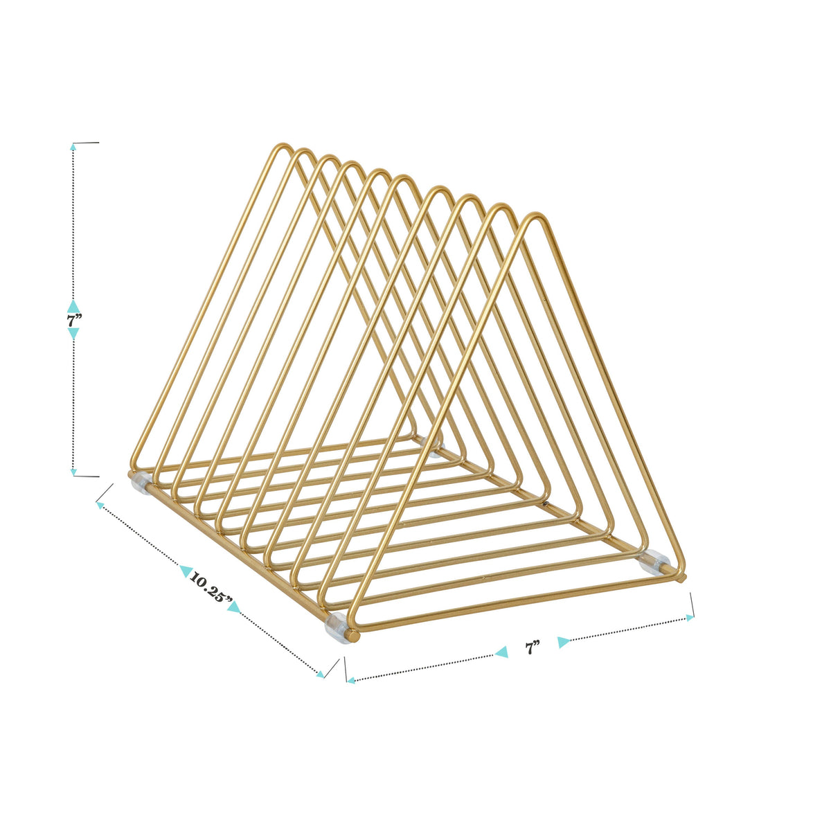 Premium Metal 9 Slot Triangle Desktop Magazine and File Holder Organizer in Gold