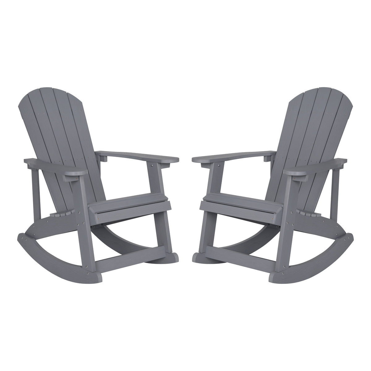 Light Gray |#| Adirondack Poly Resin Rocking Chairs for Indoor/Outdoor Use in White - 2 Pack