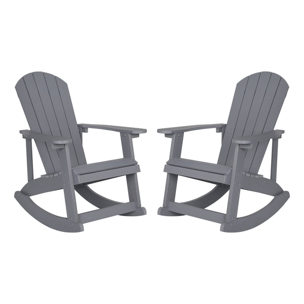 Light Gray |#| Adirondack Poly Resin Rocking Chairs for Indoor/Outdoor Use in White - 2 Pack