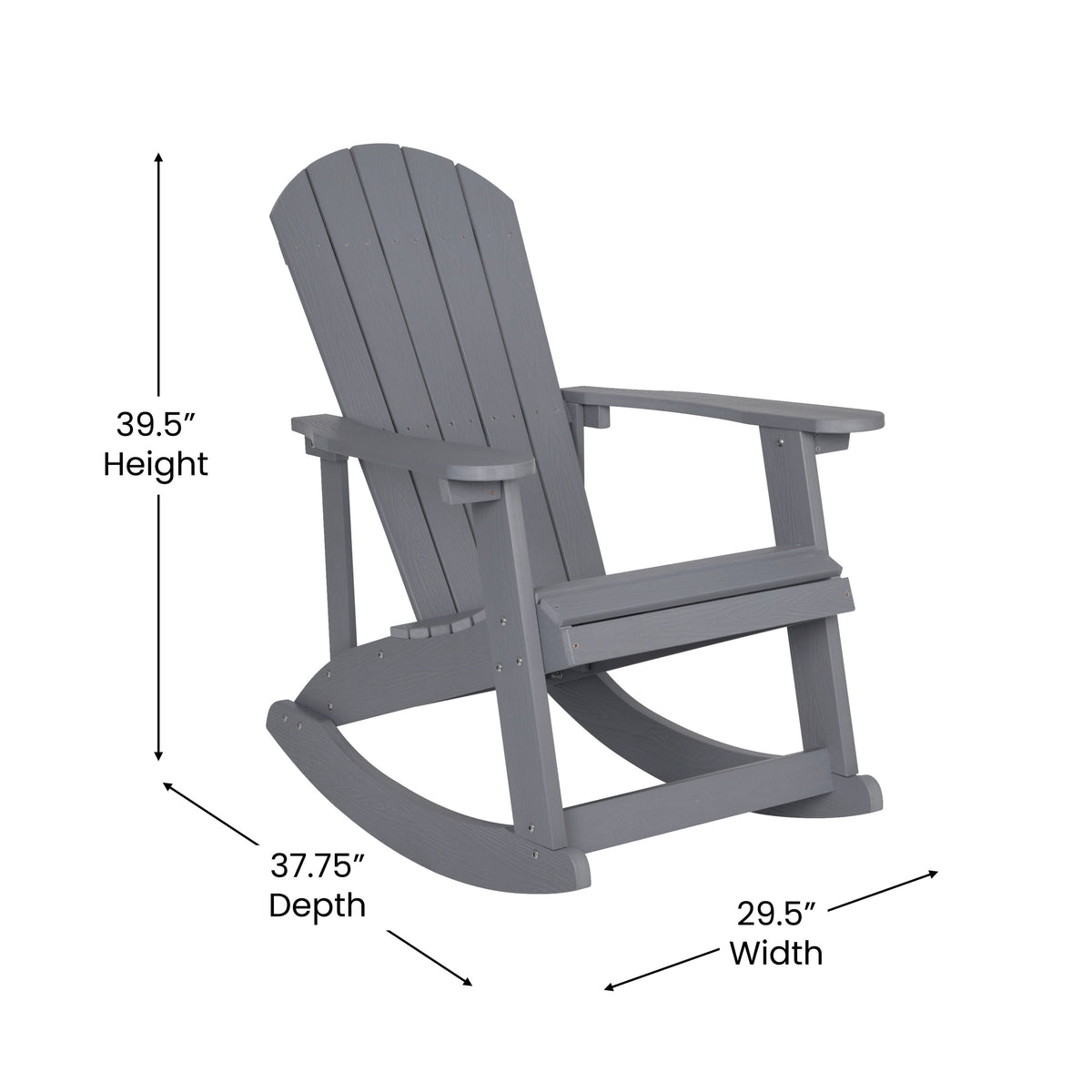 Light Gray |#| Adirondack Poly Resin Rocking Chairs for Indoor/Outdoor Use in White - 2 Pack