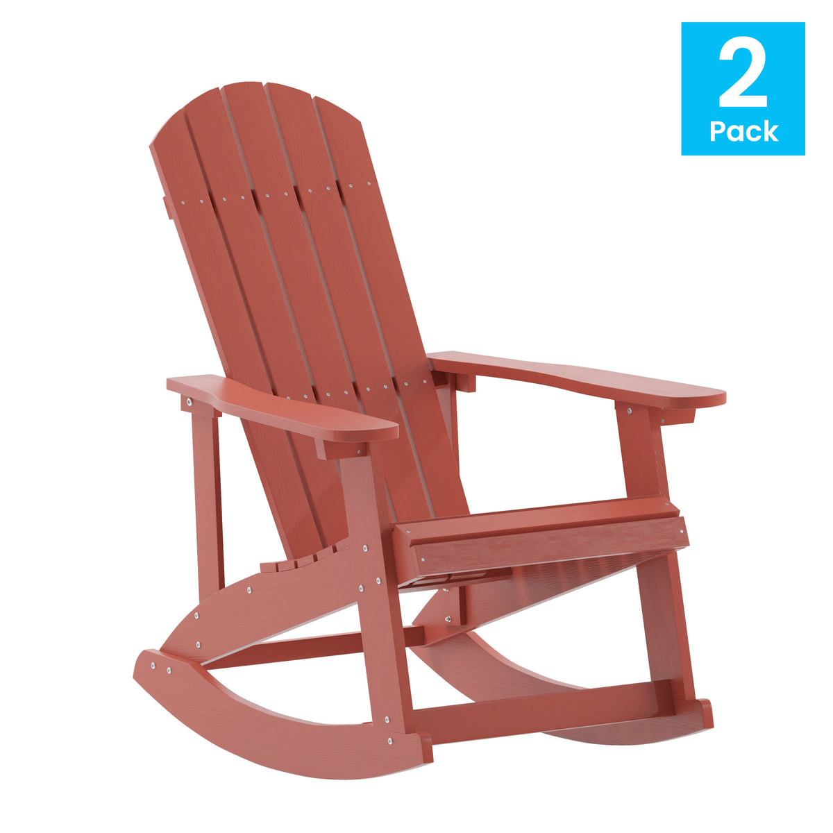 Red |#| Adirondack Poly Resin Rocking Chairs for Indoor/Outdoor Use in White - 2 Pack