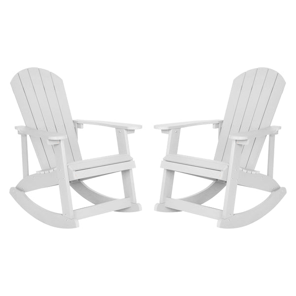 White |#| Adirondack Poly Resin Rocking Chairs for Indoor/Outdoor Use in Navy - 2 Pack