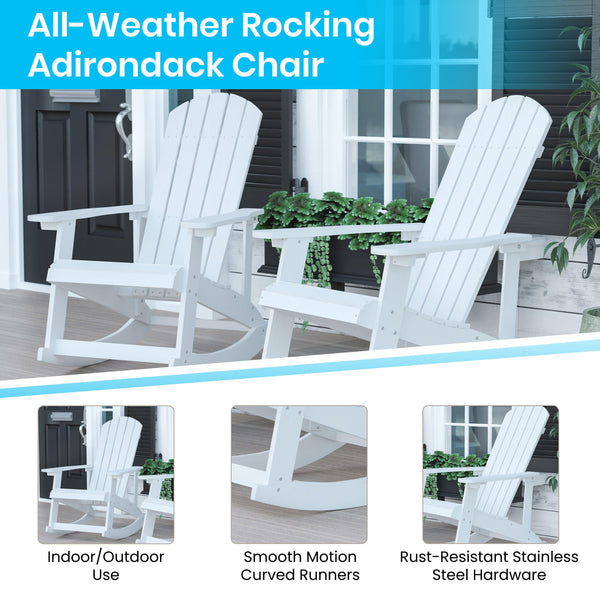 White |#| Adirondack Poly Resin Rocking Chairs for Indoor/Outdoor Use in Navy - 2 Pack