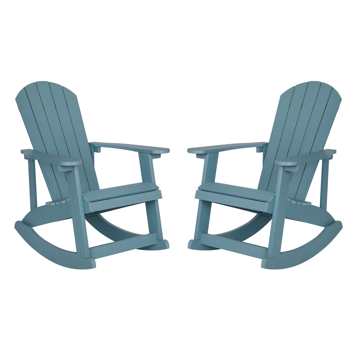 Sea Foam |#| Adirondack Poly Resin Rocking Chairs for Indoor/Outdoor Use in Sea Foam - 2 Pack