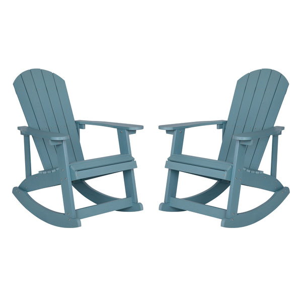 Sea Foam |#| Adirondack Poly Resin Rocking Chairs for Indoor/Outdoor Use in Sea Foam - 2 Pack