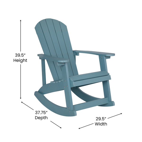 Sea Foam |#| Adirondack Poly Resin Rocking Chairs for Indoor/Outdoor Use in Sea Foam - 2 Pack