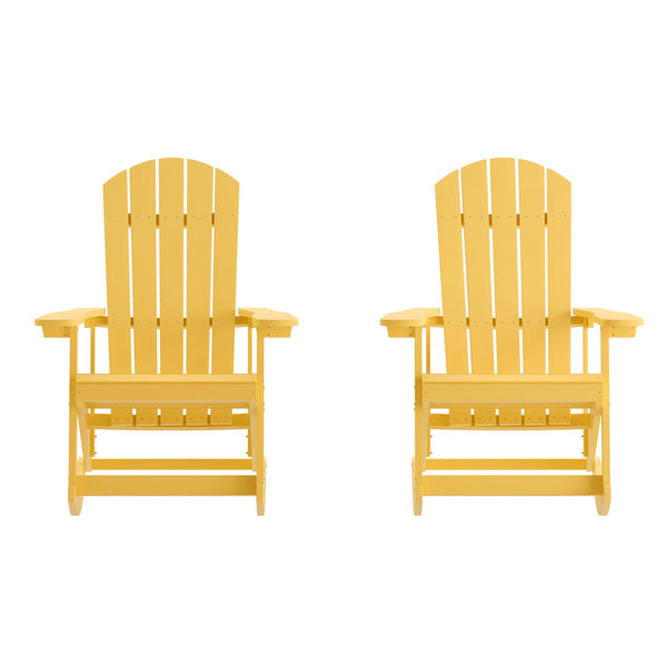 Yellow |#| Adirondack Poly Resin Rocking Chairs for Indoor/Outdoor Use in White - 2 Pack