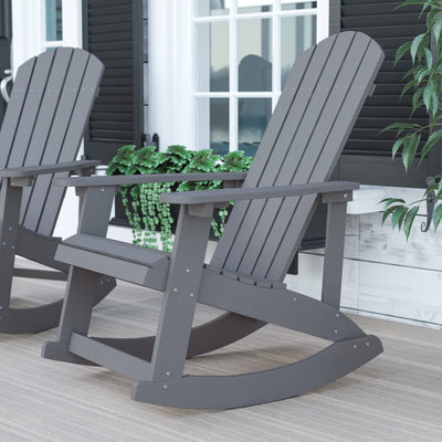 Savannah All-Weather Poly Resin Wood Adirondack Rocking Chair with Rust Resistant Stainless Steel Hardware - View 2