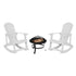 Savannah Set of 2 All-Weather Poly Resin Wood Adirondack Rocking Chairs with 22" Round Wood Burning Fire Pit