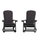 Black/Gray |#| Indoor/Outdoor Black Rocking Adirondack Chairs with Gray Cushions - Set of 2