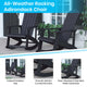 Black/Gray |#| Indoor/Outdoor Black Rocking Adirondack Chairs with Gray Cushions - Set of 2