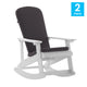 White/Gray |#| Indoor/Outdoor White Rocking Adirondack Chairs with Gray Cushions - Set of 2