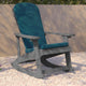 Gray/Teal |#| Indoor/Outdoor White Rocking Adirondack Chairs with Teal Cushions - Set of 2