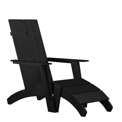 Sawyer Modern All-Weather Poly Resin Wood Adirondack Chair with Foot Rest - View 1