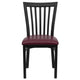 Burgundy Vinyl Seat/Black Metal Frame |#| Black School House Back Metal Restaurant Chair - Burgundy Vinyl Seat